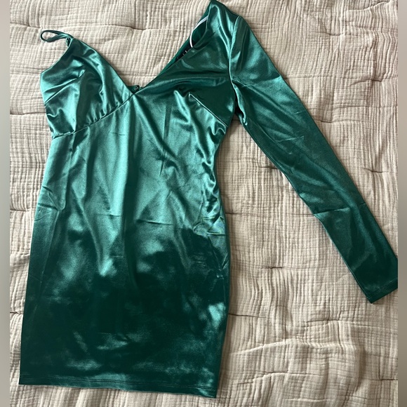 Lulus Green Satin Mini Dress - Picture 4 of 4